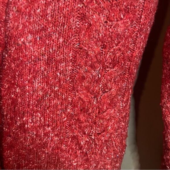 L.L. Bean red wool blend button cardigan - Picture 6 of 11